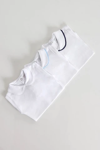 Babybody met kraag, geborsteld, lange mouw, wit
