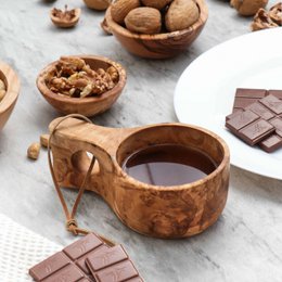 Tazza Kuksa realizzata a mano in legno d'ulivo – Tazza da campeggio in legno