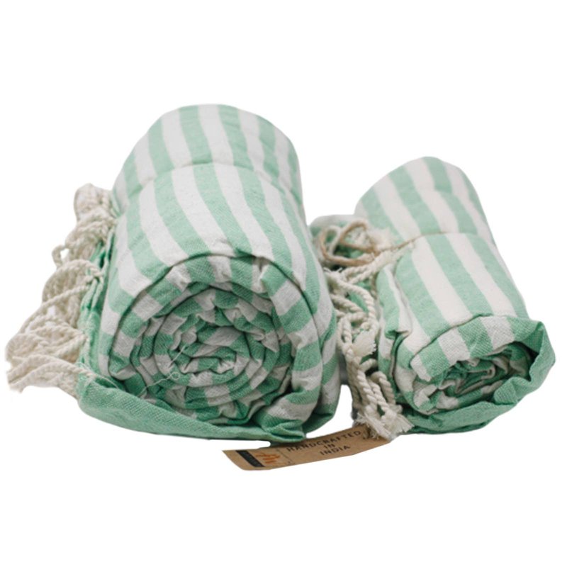 Katoenen Pario Handdoek - 100x180 cm - Picknick Groen