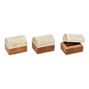 Sieradendoosje van natuurlijk mangohout, wit, 2 vakken, (B/H/D) 10x8x8cm