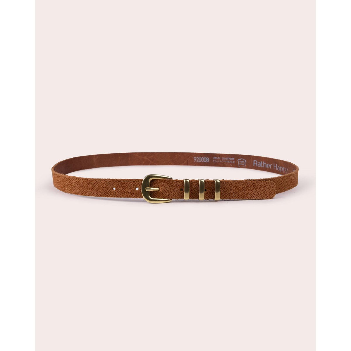 RUE | Lizard-Embossed Leather Belt with Triple Gold Loops