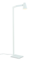 A tall, white floor lamp with a simple, minimalist design. The lamp has a cylindrical shape and a white finish, creating a clean and modern aesthetic.