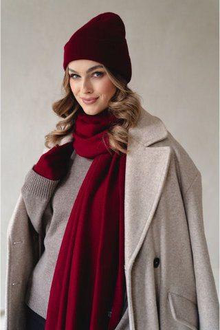 PENELOPE scarf – 100% merino wool – burgundy