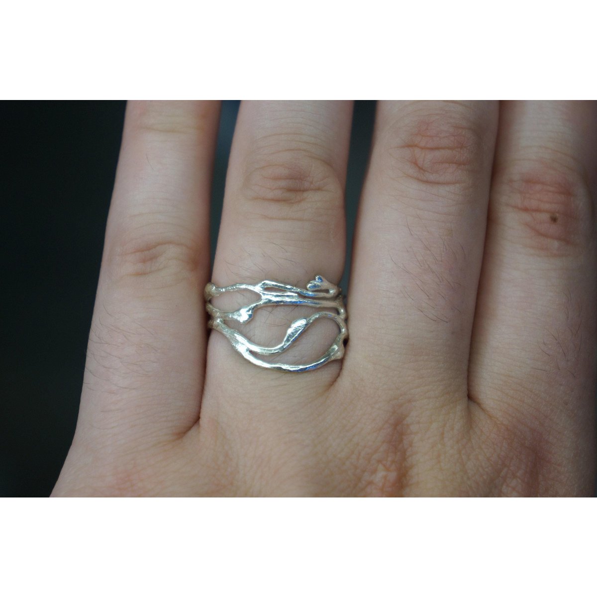 Silberner Jasminring, Sterlingsilber-Schmuckring, vergoldeter Astring, Geschenk für Sie, Geburtstagsgeschenk für Frauen, handgefertigter Boho-Schmuck