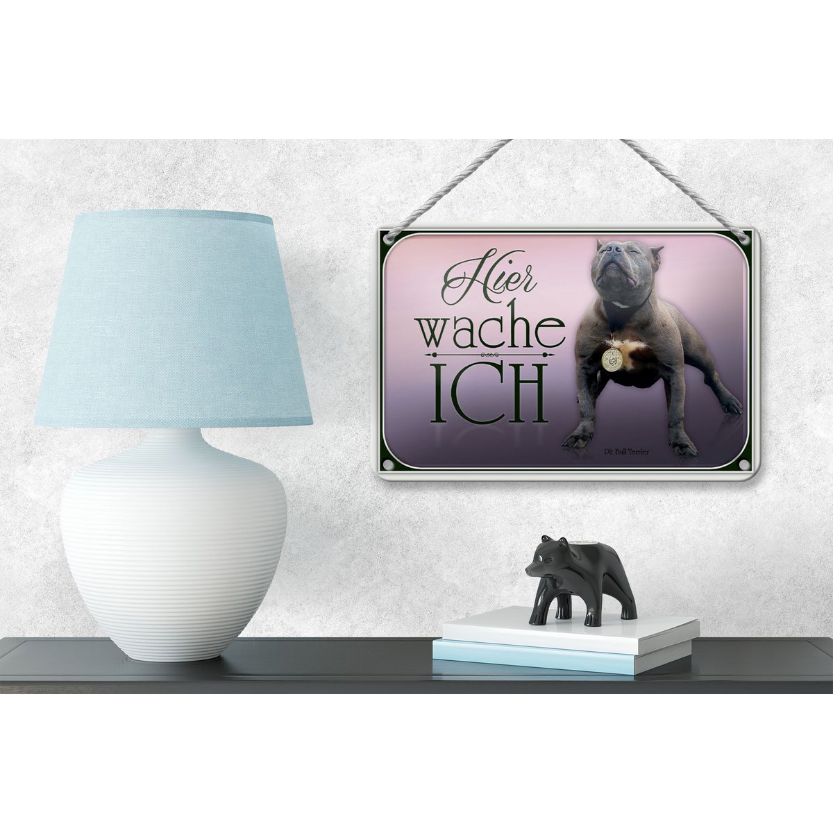 Tin sign dog 18x12cm Pit Bull Terrier here I guard decoration