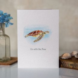 Cute 'Go with the flow' Turtle Greeting Card