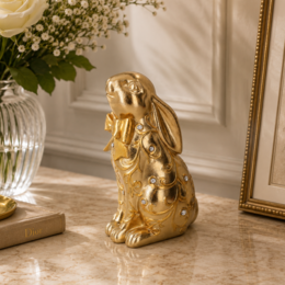 Deko-Hase aus goldenem Harz, H22x14x10