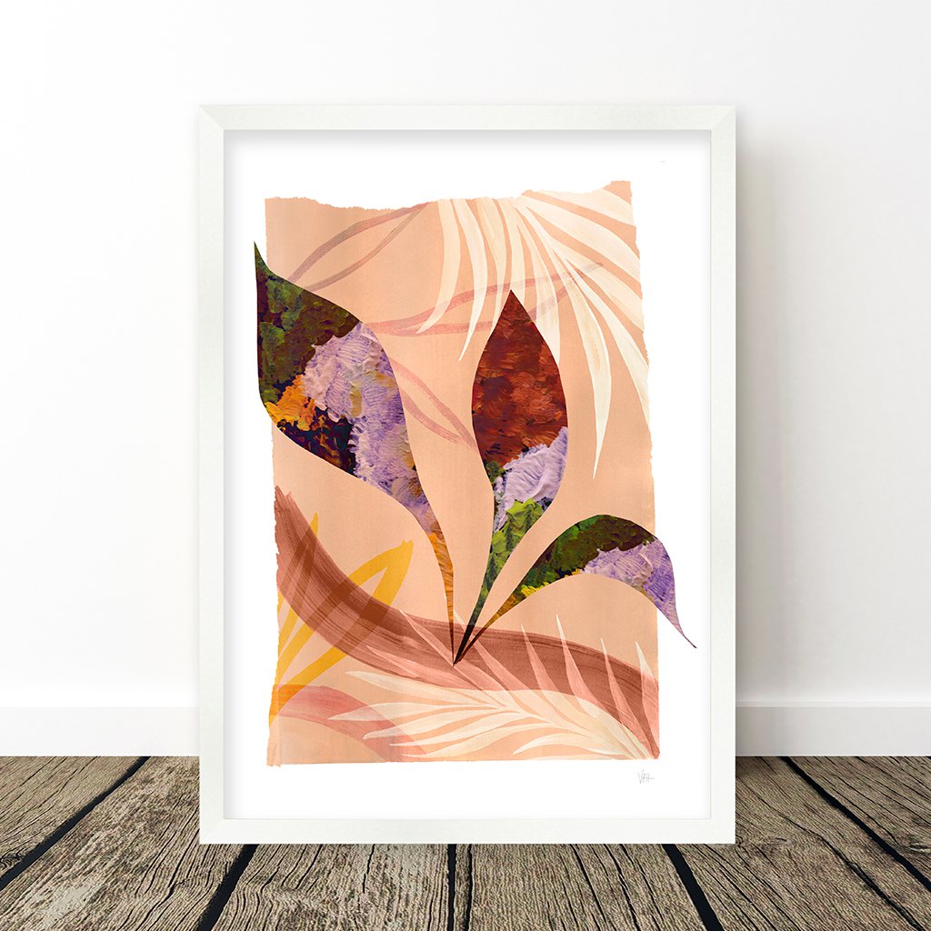 Terakota liść malarstwo Art Print