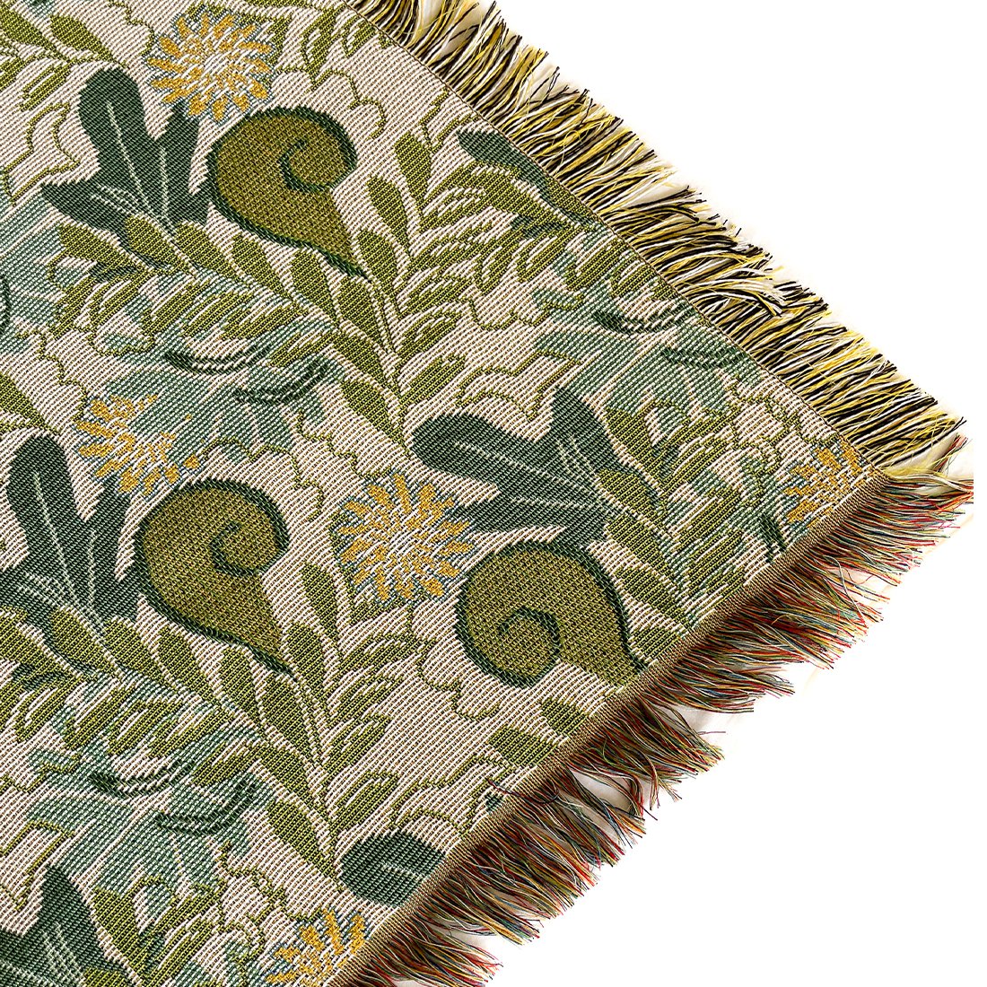 NIN-NIT | Nouveau Naturel Blanket | plaid | woven blanket | bedspread | 100% woven cotton | Flowers, leaves and nature print | beige | white | sand | green | blue | multicolor | 220x160 cm