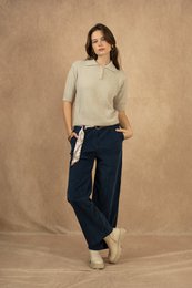 Pull col polo manches courtes en alpaga
