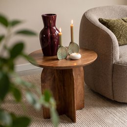 Bullnose sidebord mangotræ - Ø50 cm