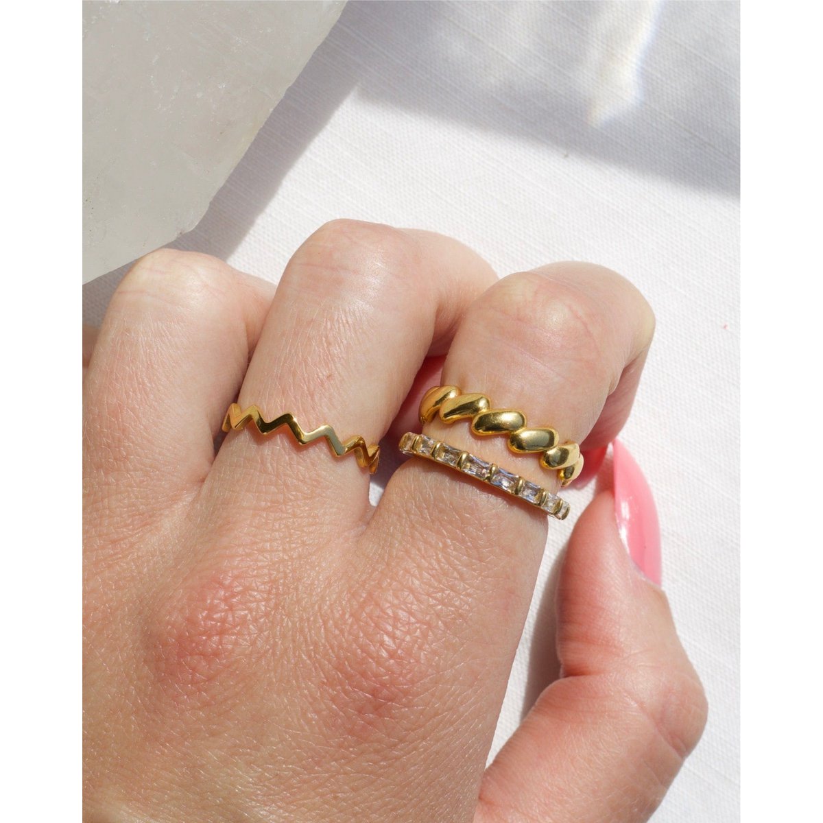 Eden - Dainty Crystal Gold Band