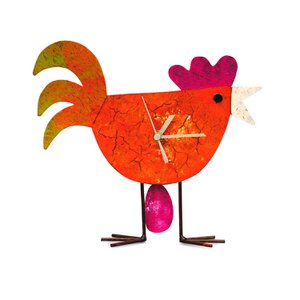 Standuhr Huhn mit Ei