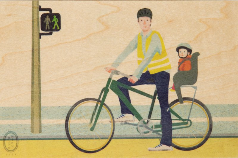 france daddy wooden postcard