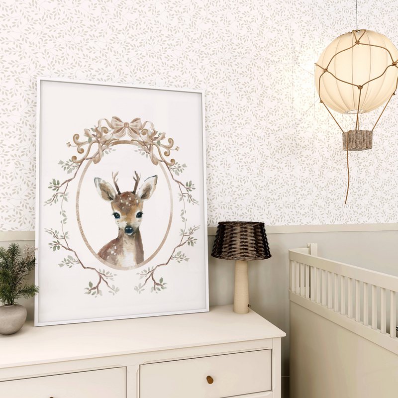 Vintage-Stil Hirsch Poster, Hirsch Poster, Hirsch Druck, süßes Hirsch Poster, Mädchenzimmer Poster, süßer Hirsch Druck, Mädchen Kinderzimmer Kunstdruck, Mädchenzimmer