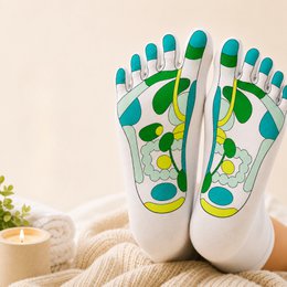 Chaussettes Réflexologie SPA Adoucissantes - Gel Hydratant aux Huiles de Jojoba et Olive, Vitamine E et Lavande - Redonne Douceur et Souplesse aux Pieds – Zone de Massage Réflexologie