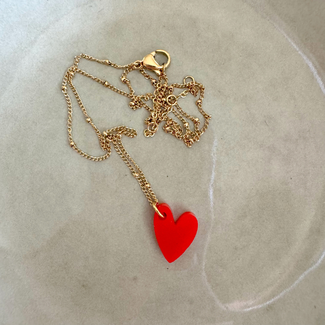 Colgantes Ketting Lume | Corazón Rojo Oro