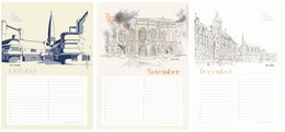 Verjaardagskalender Amsterdam Icons - Annet Weelink Design Amsterdam Schetsen - A4 - Eeuwigdurende Kalender - Premium Papier