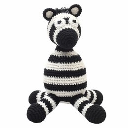 Soft, cuddly zebra-patterned teddy bear plush toy.
