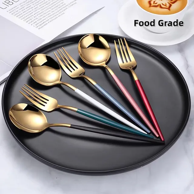 4er-Besteckset - Dünner Griff - Matte Oberfläche - 5 Farben erhältlich