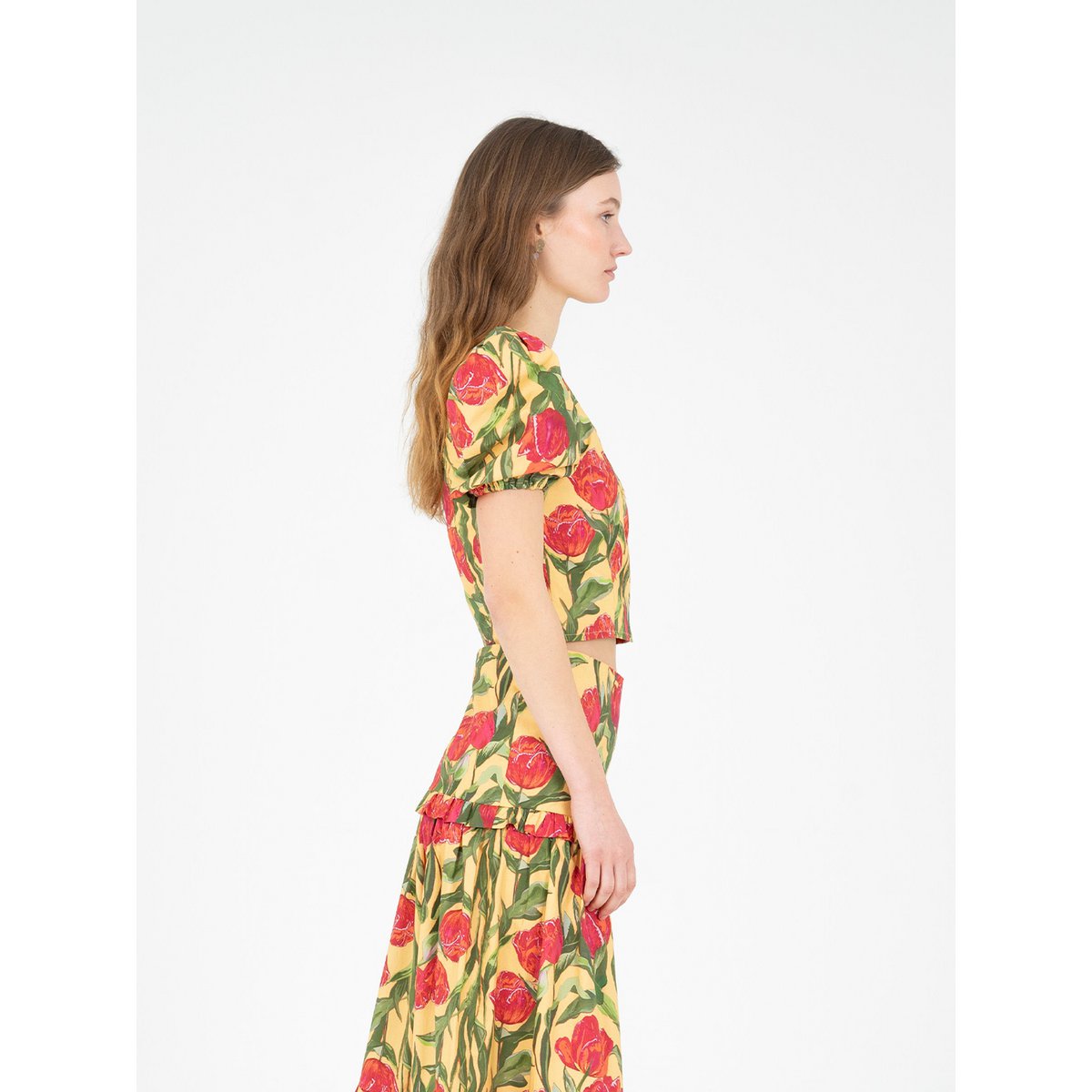 Zafira gele bloemenprint top