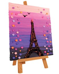 "3D sensory art painting Paris Eiffel Tower gradient pink purple with textured dots craft kit"