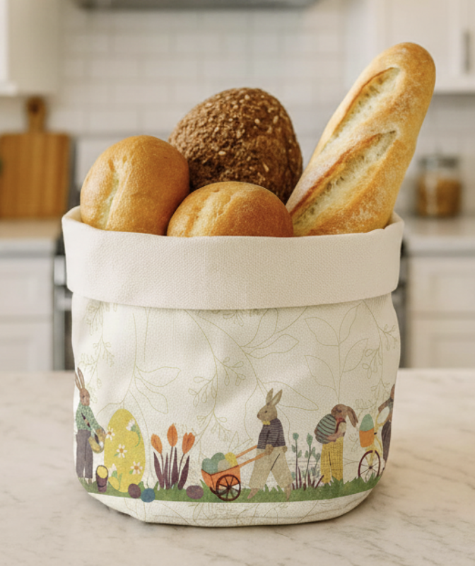 Basket Bread multipurpose basket with round base - Easter bunnies