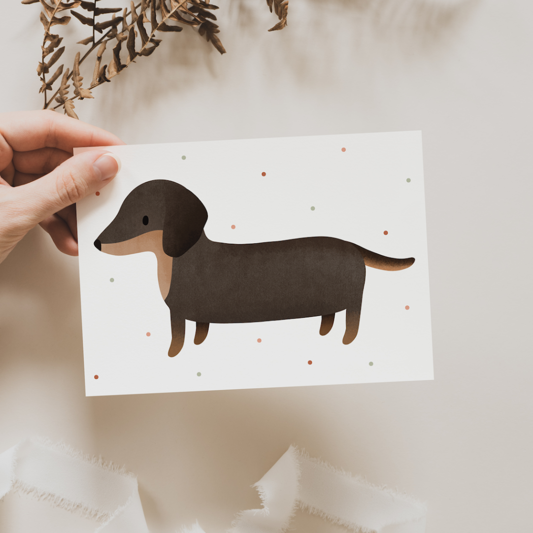 Carte postale Race de chien Teckel - A6 Anniversaire Teckel