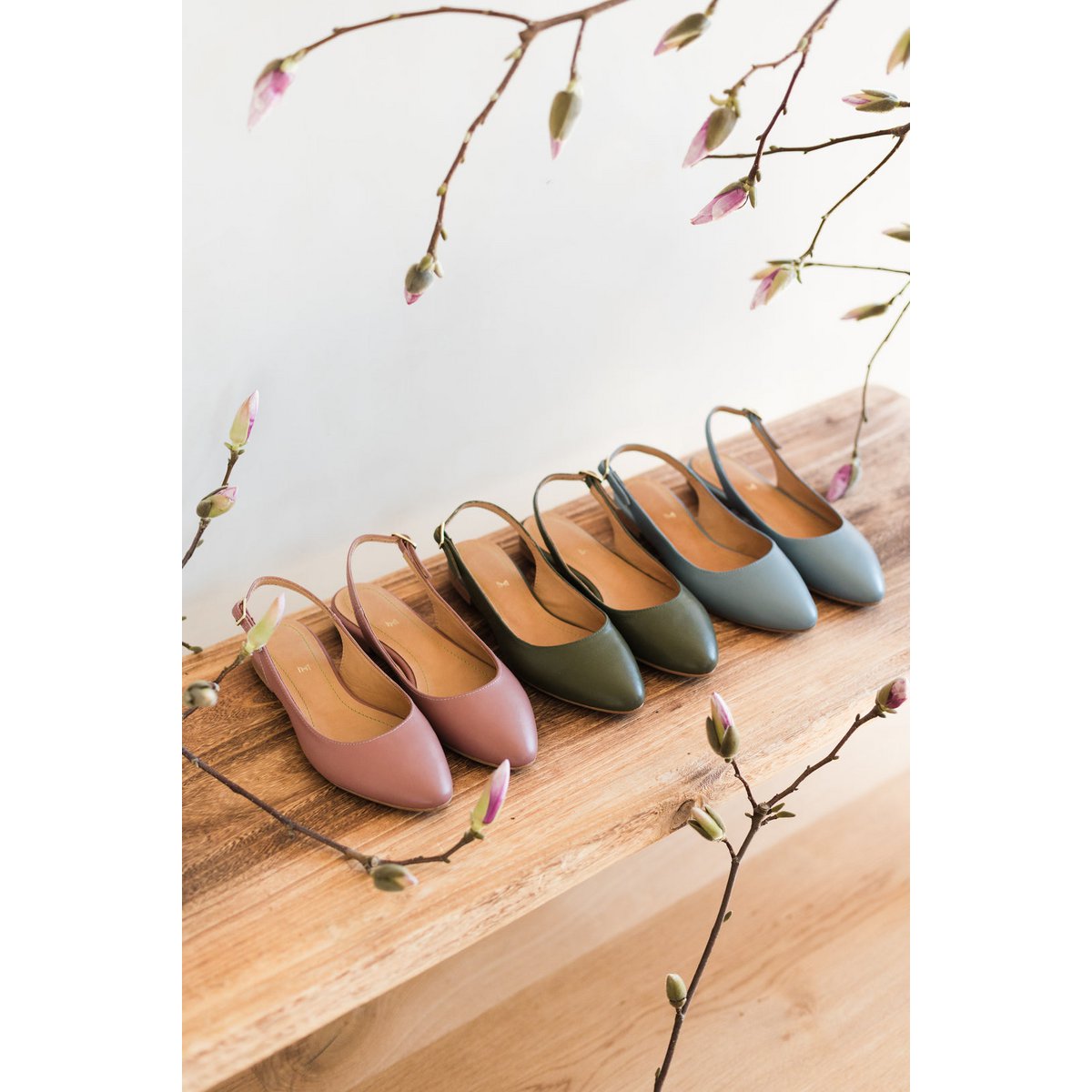 Lederballerinas - Oriana - Olivgrün 35-42