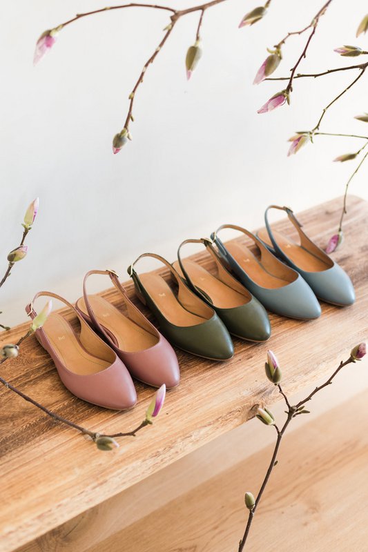 Lederballerinas - Oriana - Olivgrün 35-42