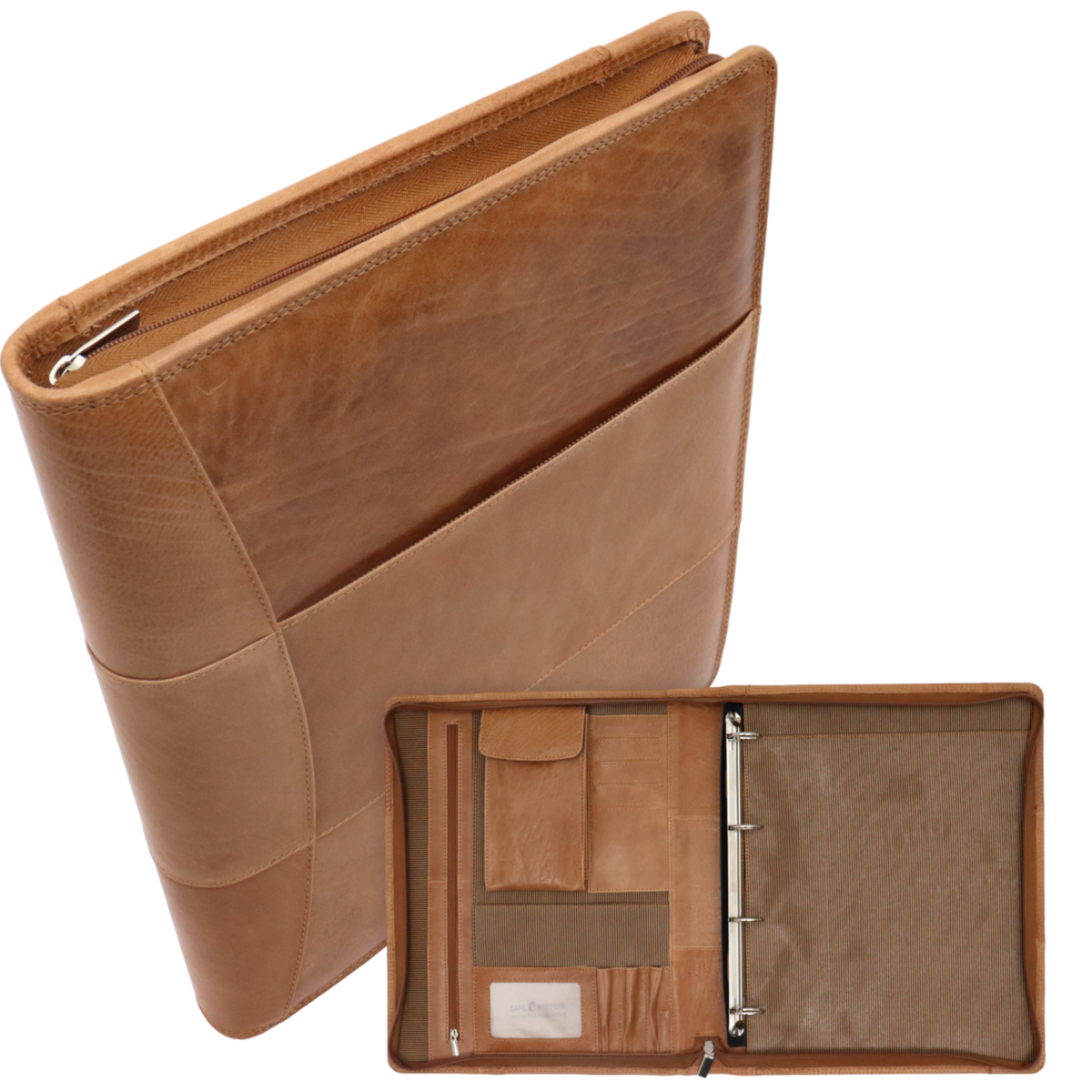 Leather Writing Case A4 - Conference Folder - Document Folder A4 - Tablet Sleeve & Laptop Sleeve - Removable Ring Binder