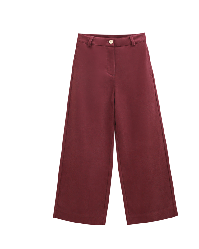 Pantalon long en velours côtelé pour fille couleur aubergine P80-11604175