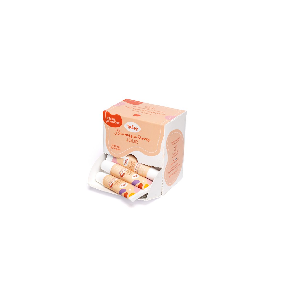 Distributeur : Baume à Lèvres de Jour Arôme Pêche 100% Naturel & Vegan