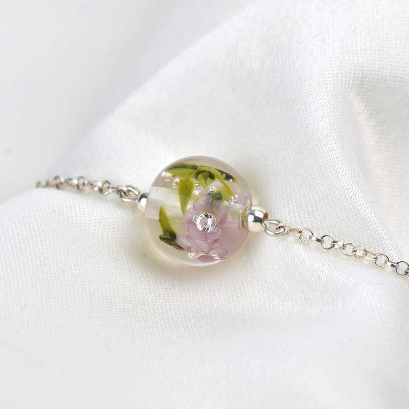 Pulsera esencial con flores de cristal lila