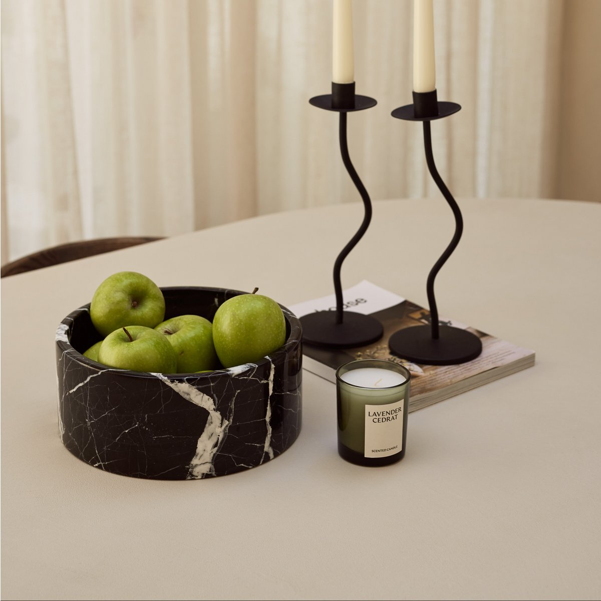 Coupe à fruits en marbre ronde Ø24cm noir
