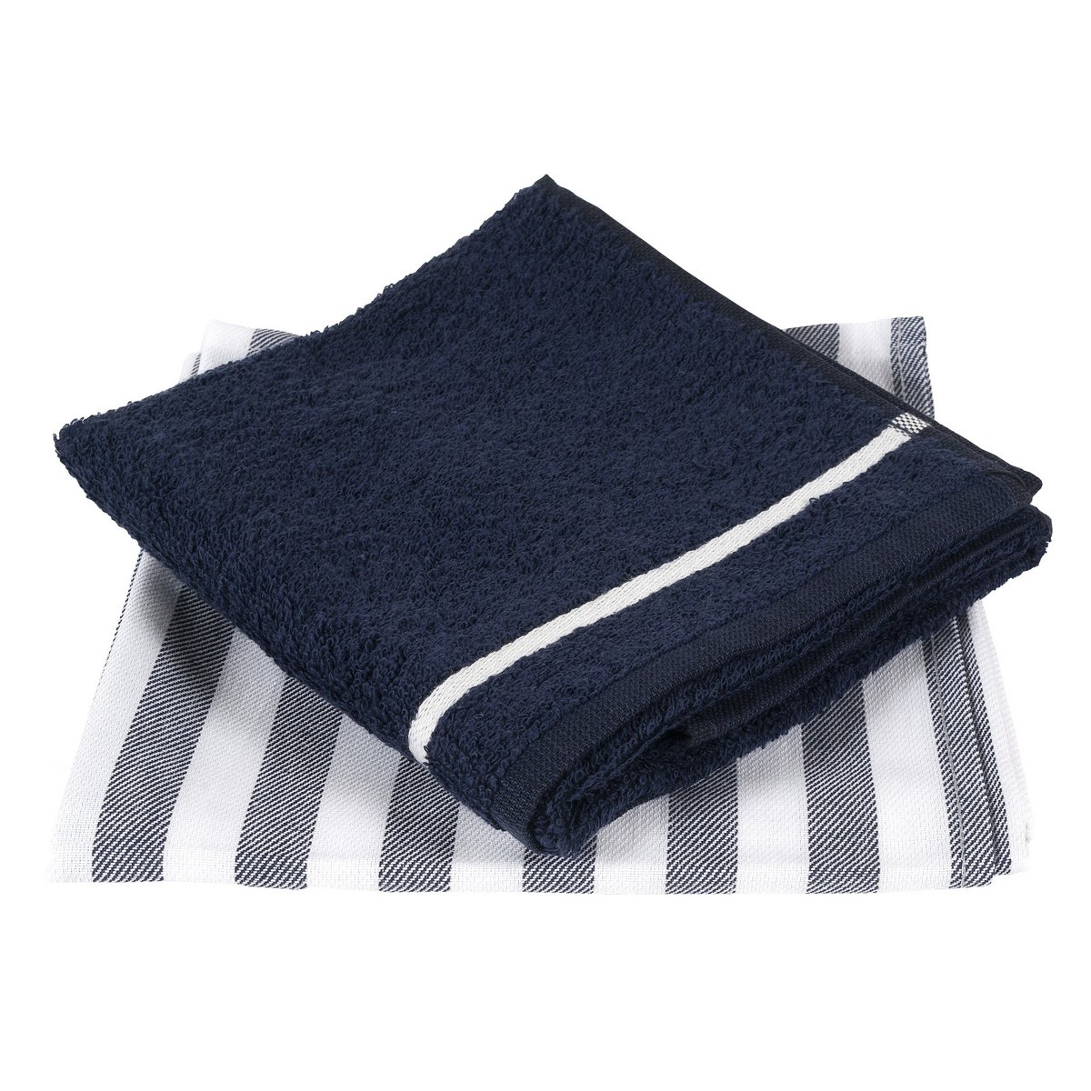 100% Katoenen Keukentextiel Mix&match 4 Stuks Streep navy
