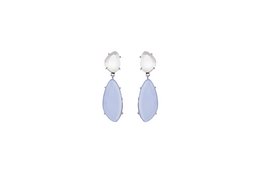 Silver drop earrings with light sapphire blue stones