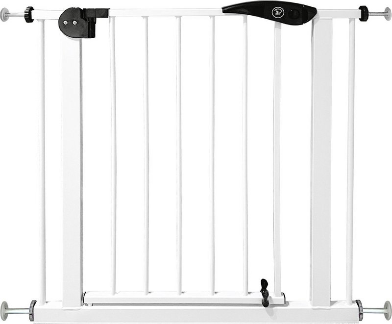 Liefjes & Co Cancelletto per scale senza foratura - Da 75 a 95 cm - Cancelletti di sicurezza - Cancelletto per bambini - Montaggio a morsetto - Nero - Bianco