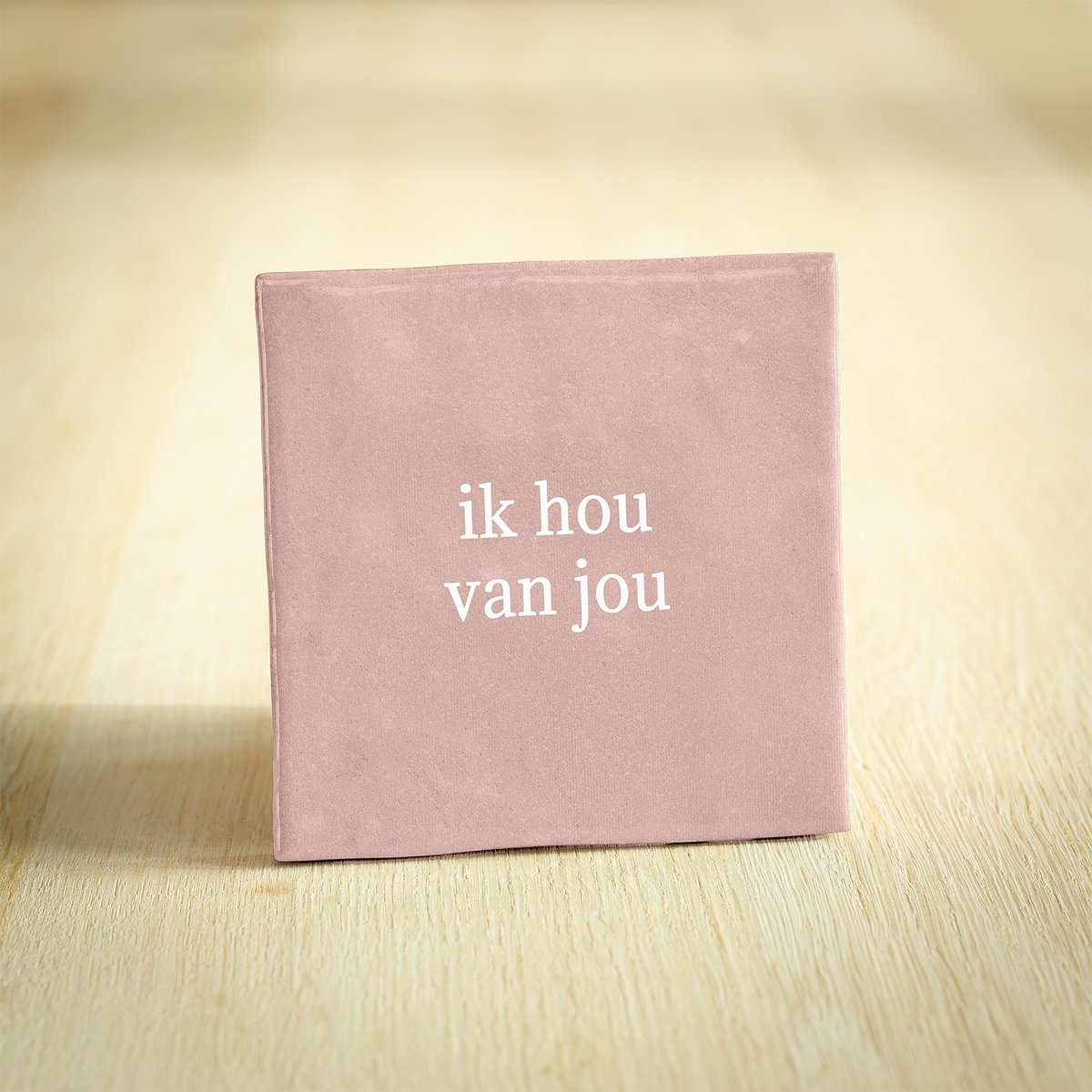 Tegeltje - ik hou van jou - Liefde | Roze | 10x10cm