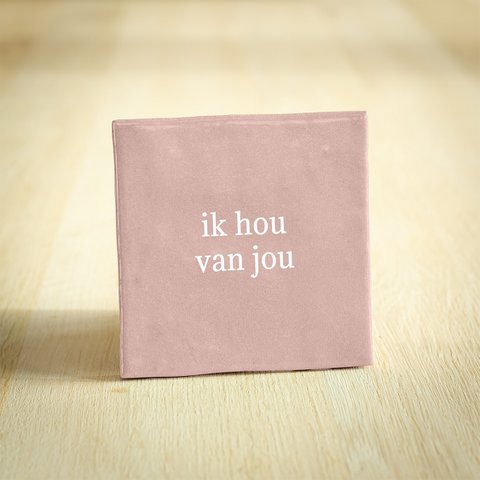 Tegeltje - ik hou van jou - Liefde | Roze | 10x10cm