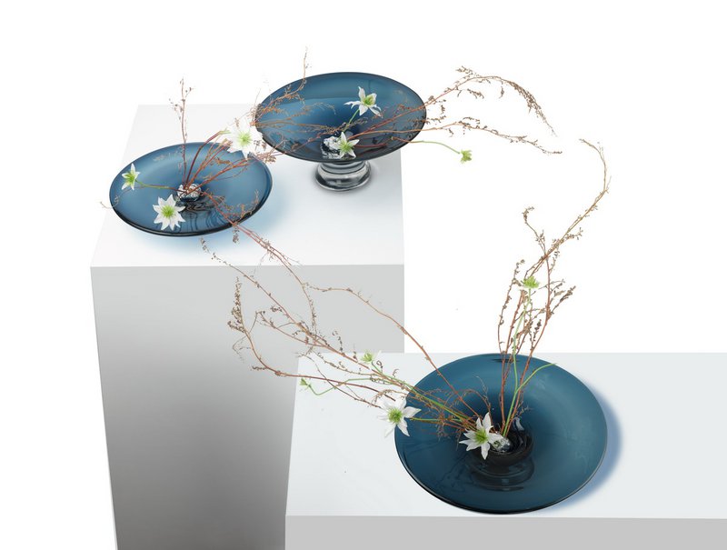 round conical vase or bowl, deep ink blue color: ALAIN
