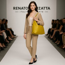 RB1017AR | Soft women's shoulder bag in genuine leather Made in Italy with single handle and removable shoulder strap. Attachments with shiny gold metal snap hooks - Mustard color - Dimensions: 36 x 40 x 13 cm
