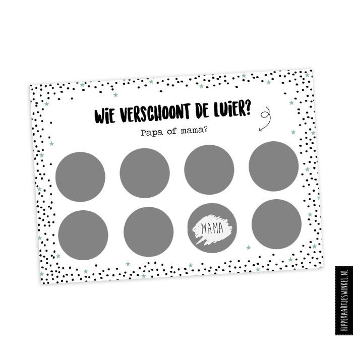 Scratch card XL "Wearing diaper" silver