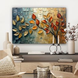 Canvas schilderij  - Wanddecoratie Boom - Abstract - Natuur - Kunst - Muurdecoratie woonkamer - Kamer decoratie modern - Abstracte schilderijen