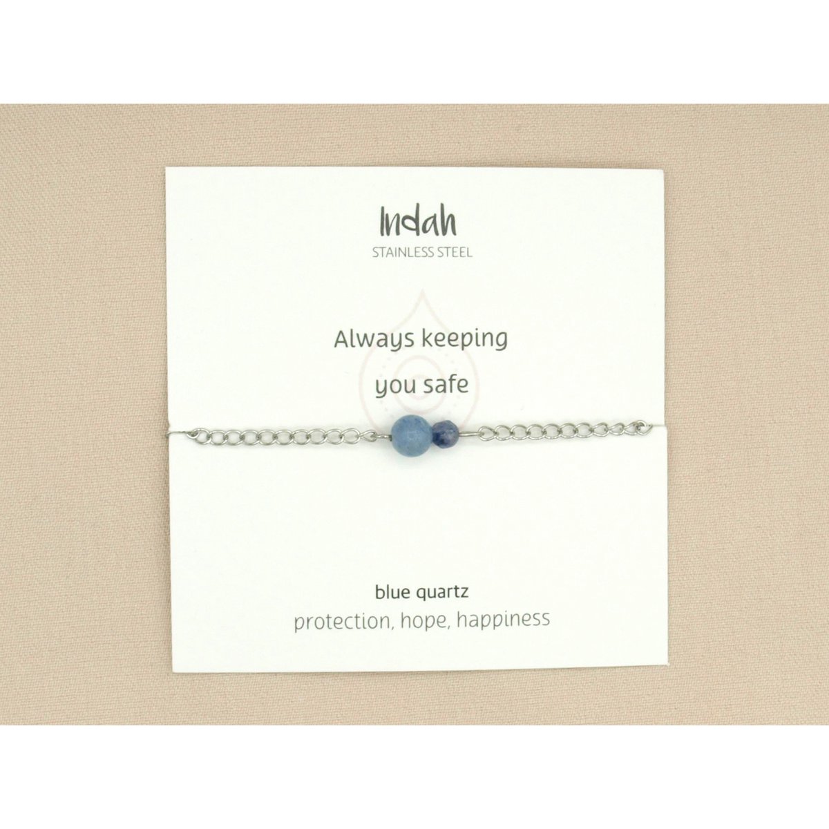 Armband rock, blauwe kwarts, jasseron zilver en goud