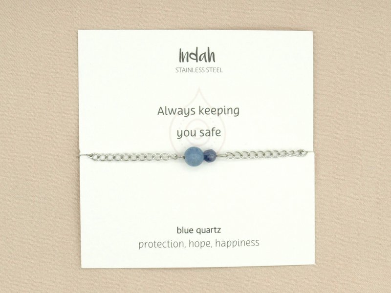 Armband rock, blauwe kwarts, jasseron zilver en goud
