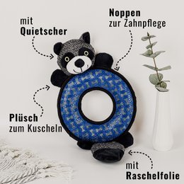 NE & NO® Dog Toys Raccoon / Plush Animal + Cocketry + Squeaker