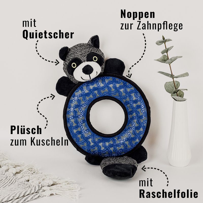 NE & NO® Dog Toys Raccoon / Plush Animal + Cocketry + Squeaker