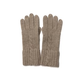 Warm, cozy 100% cashmere cable knit gloves in a variety of neutral colors including mocha, taupe, beige, red, moss, navy, and gray.