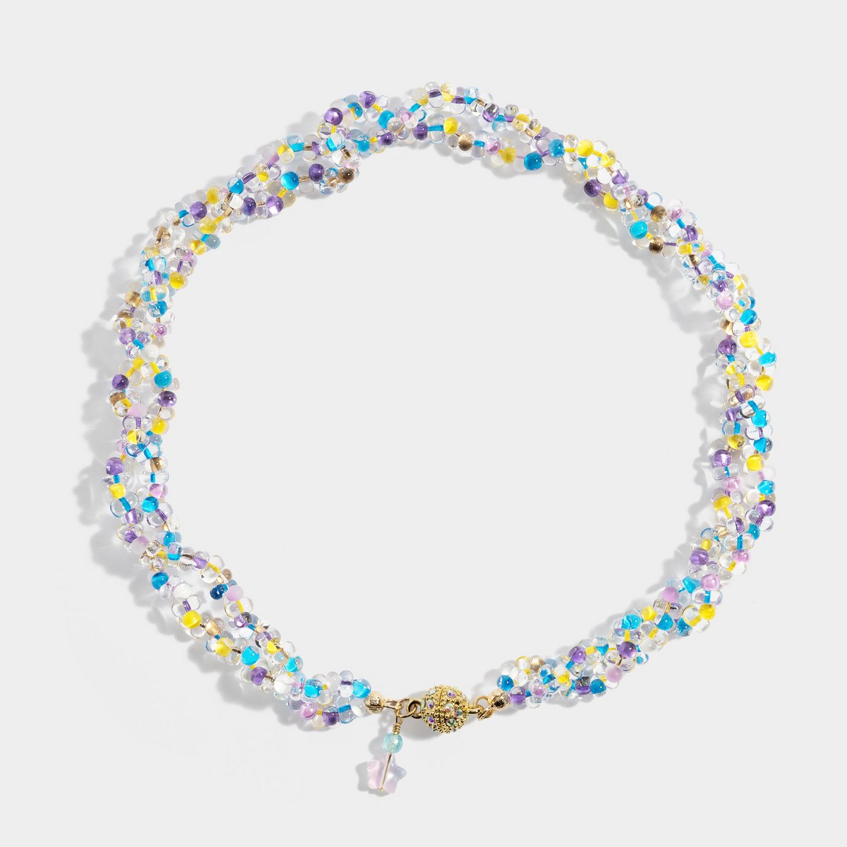 Czech crystal beaded necklace with gold plated magnetic closuere, must-have necklace